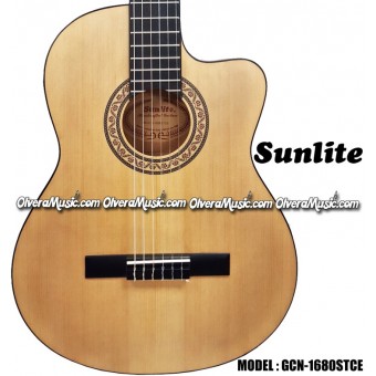 SUNLITE Guitarra Clásica Electro-Acustica Cuerpo Delgado c/Pastilla Pre-Amplificada - Natural