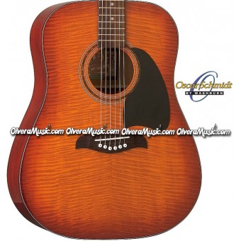 OSCAR SCHMIDT by Washburn Dreadnought Acoustic Guitar - Flame Yellow Sunburst