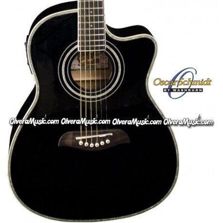 OSCAR SCHMIDT by Washburn Acoustic/Electric 3/4 Guitar - Black