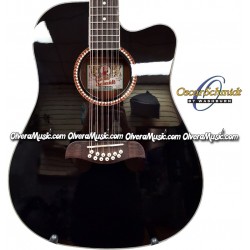 OSCAR SCHMIDT by Washburn Dreadnought A/E 12-String Cutaway Guitar - Black