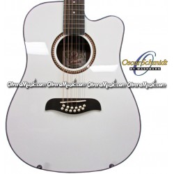 OSCAR SCHMIDT de Washburn Guitarra Electro/Acustica de 12-Cuerdas - Blanca