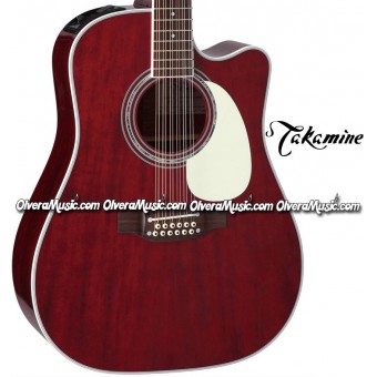 TAKAMINE Serie John Jorgenson Guitarra Electro-Acustica de 12 Cuerdas - Rojo Brillante