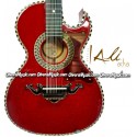 ALI ACHA Guitarra Sierreña Estilo Bajo Quinto de 12-Cuerdas Rojo-Brillante