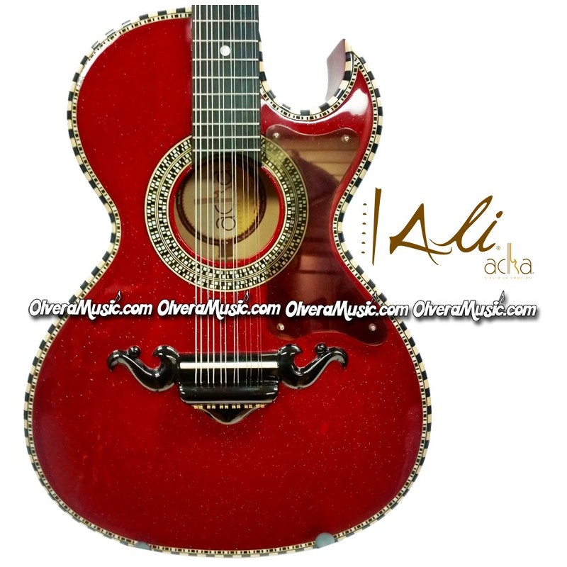 ALI ACHA 12-String Bajo Quinto Style Acoustic Guitar - Glitter Red