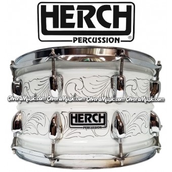 HERCH Snare 14x8 White Engraved 10-Lugs