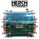 Herch 20x24 Bass Drum Metallic Blue/Floral Engraving 12-Lug