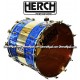 Herch 20x24 Bass Drum Aztec Sun Design Blue/Chrome Color Combination 