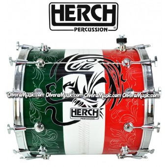 HERCH Bass Drum 20x24 Engraved Eagle Design 12-Lug - Tricolor