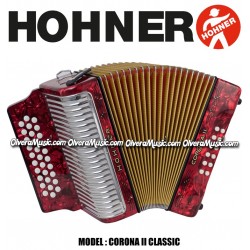 HOHNER Corona II Classic Button Accordion - Pearl Red