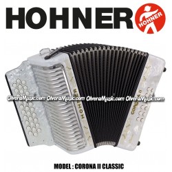 HOHNER Corona II Classic Acordeón de Boton - Blanco Perla