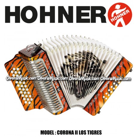 HOHNER Corona II Serie Los Tigres Del Norte Acordeón de Boton - Anaranjado