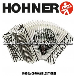 HOHNER Corona II Los Tigres Series Button Accordion - Pearl White