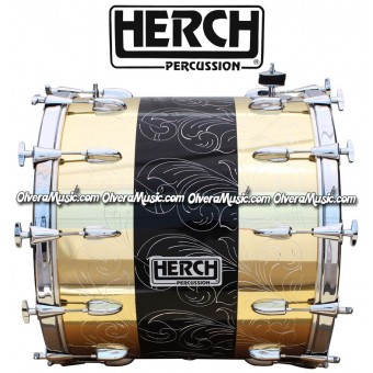Herch 22x20 Bass Drum w/Engraving Gold/Black Color Combination 12-Lugs