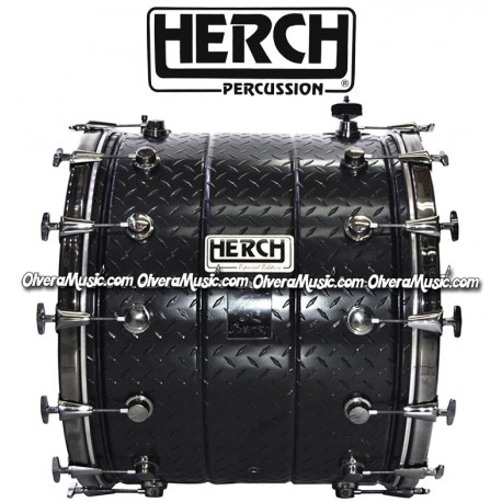 Herch (JUNIO1) Tambora 20X24 Negra de Metal c/Grabado Impreso - Modelo Nuevo