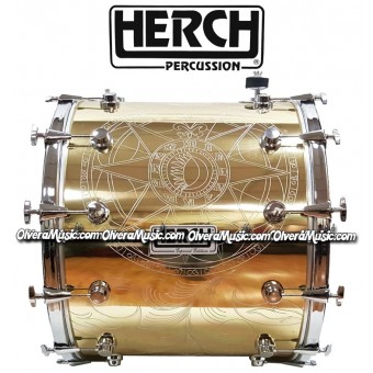HERCH Bass Drum 20x24 Gold Color Compass Design 12-Lug