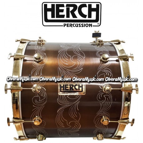 HERCH Bass Drum 20x24 Brown w/Engraving 12-Lug