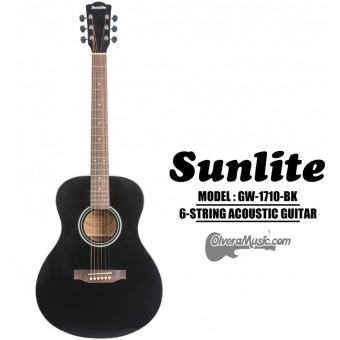 SUNLITE Full Sized Acoustic Guitar 6 String - Black