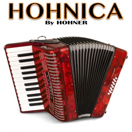 HOHNICA by Hohner Piano Accordion 12 Bass - Pearl Red - Olvera Music