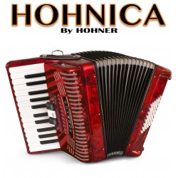 HOHNICA by Hohner 48-Bass Piano Accordion - Pearl Red
