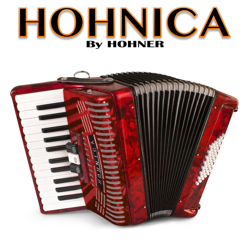 HOHNICA by Hohner 48-Bass Piano Accordion - Pearl Red - Olvera Music