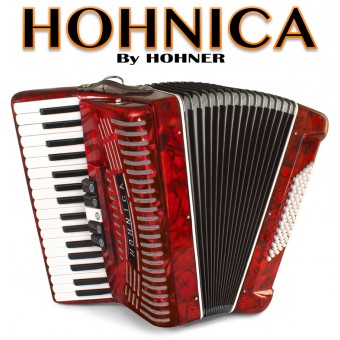 HOHNICA by Hohner 72-Bass Piano Accordion - Pearl Red