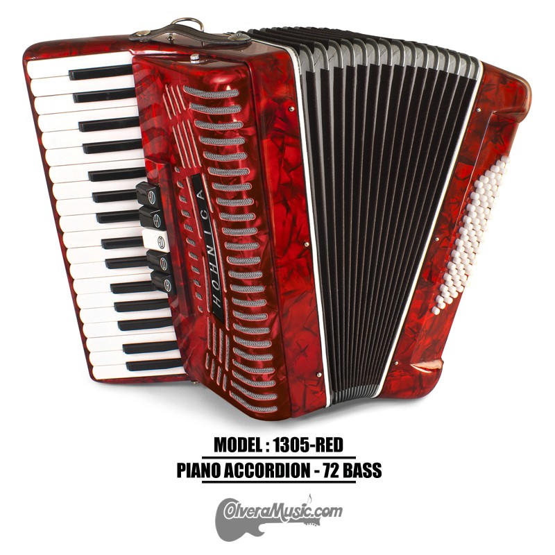 HOHNICA by Hohner 72-Bass Piano Accordion - Pearl Red - Olvera Music