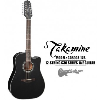 TAKAMINE Series 30 Guitarra Electro/Acustica de 12-Cuerdas - Color Negro