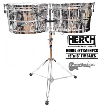 HERCH Timbales 15" and 16" Chrome w/Engraving