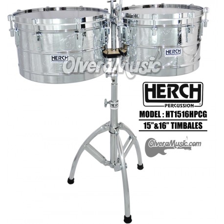 HERCH Timbales 15" and 16" Engraved/Chrome