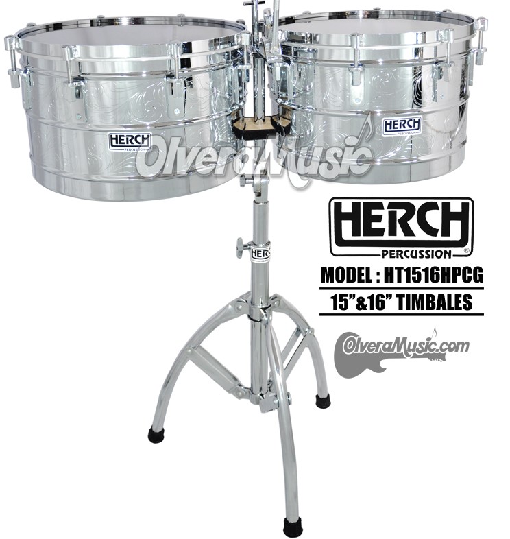 Frontera Exagerar Bermad HERCH Timbales 15" and 16" Engraved/Chrome - Olvera Music