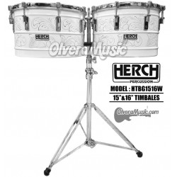 HERCH Timbales 15"&16" White w/Engraving
