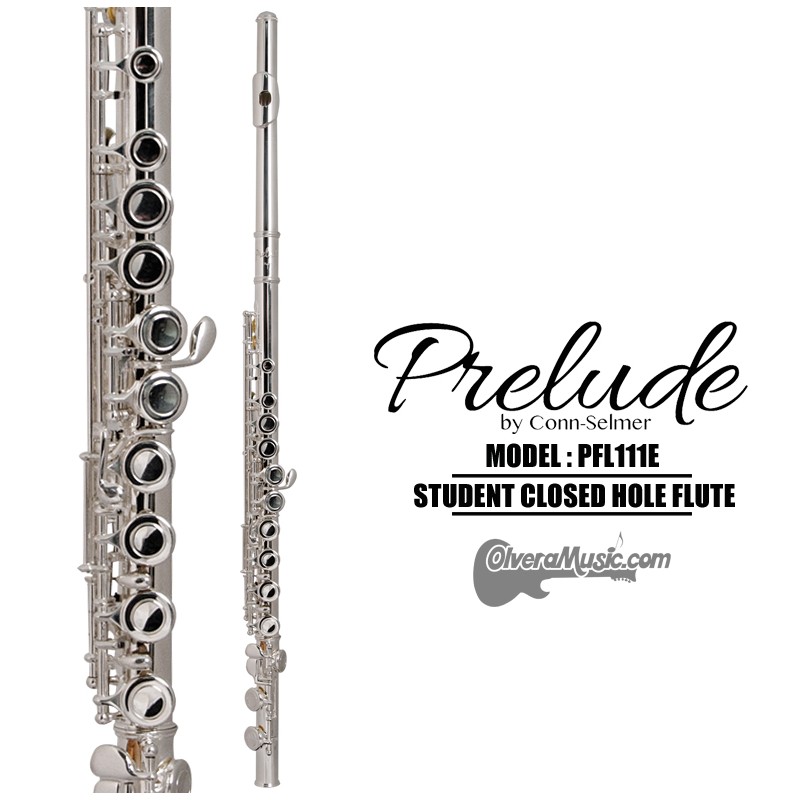 PRELUDE by Conn-Selmer Student Model Closed Hole Flute Silver Plated  Olvera Music