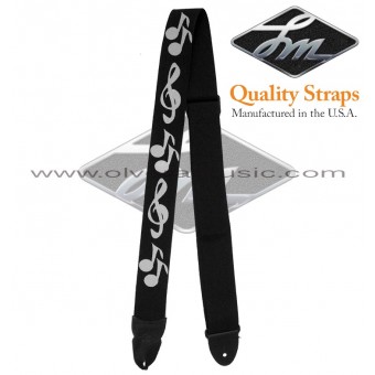 LM PRODUCTS "Music Notes" Silk-Screen Guitar Strap