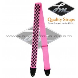 LM PRODUCTS "Pink Checkered" Silk-Screen Guitar Strap