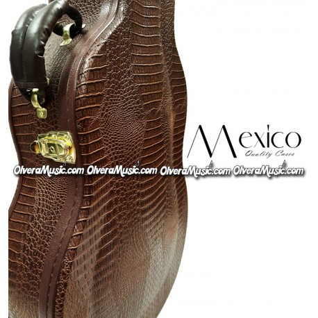 MEXICO Hard Shell Bajo Quinto Case - Brown